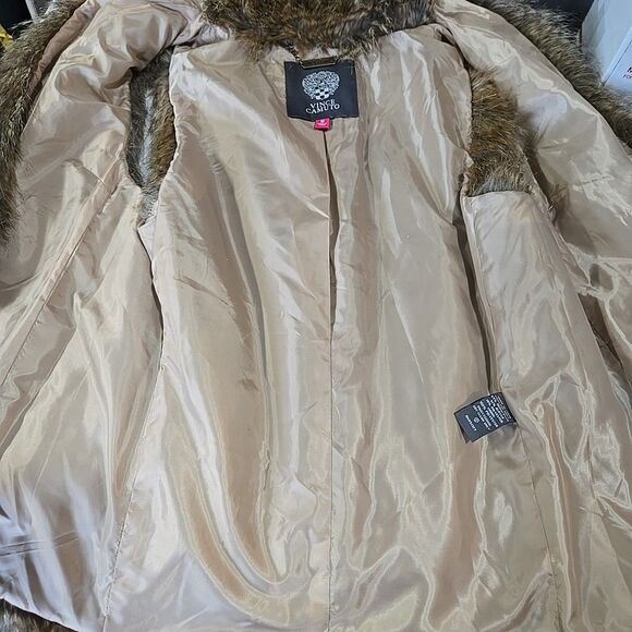 Brown Faux Fur Open Vest SzMed Vince Camuto Y2K Soft Baddie Boho Chic Glam Rock - Picture 14 of 14